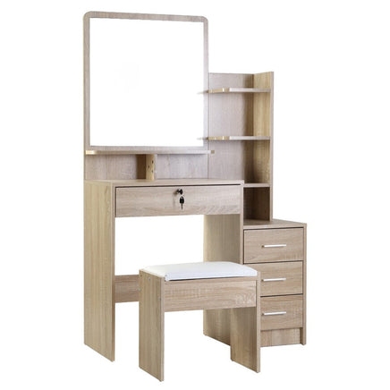 Artiss Dressing Table Stool Set 4 Drawers Oak Furniture Kings Warehouse 