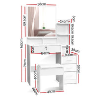 Artiss Dressing Table Stool Set 4 Drawers White Furniture Kings Warehouse 