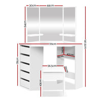Artiss Dressing Table Stool Set Corner 5 Drawers White Furniture Kings Warehouse 