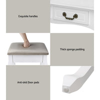 Artiss Dressing Table Stool Set Foldable Mirror White Furniture Kings Warehouse 