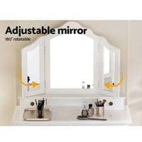 Artiss Dressing Table Stool Set Foldable Mirror White Furniture Kings Warehouse 