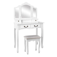 Artiss Dressing Table Stool Set Foldable Mirror White Furniture Kings Warehouse 