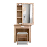 Artiss Dressing Table Stool Set Sliding Mirror Oak Demi Furniture Kings Warehouse 