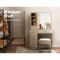 Artiss Dressing Table Stool Set Sliding Mirror Oak Diane Furniture Kings Warehouse 