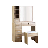 Artiss Dressing Table Stool Set Sliding Mirror Oak Diane Furniture Kings Warehouse 