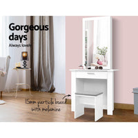 Artiss Dressing Table Stool Set Sliding Mirror White Demi Furniture Kings Warehouse 