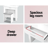 Artiss Dressing Table Stool Set Sliding Mirror White Demi Furniture Kings Warehouse 