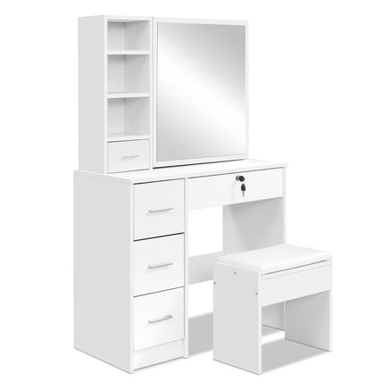 Artiss Dressing Table Stool Set Sliding Mirror White Diane Furniture Kings Warehouse 