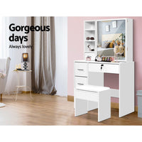 Artiss Dressing Table Stool Set Sliding Mirror White Diane Furniture Kings Warehouse 