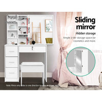 Artiss Dressing Table Stool Set Sliding Mirror White Diane Furniture Kings Warehouse 