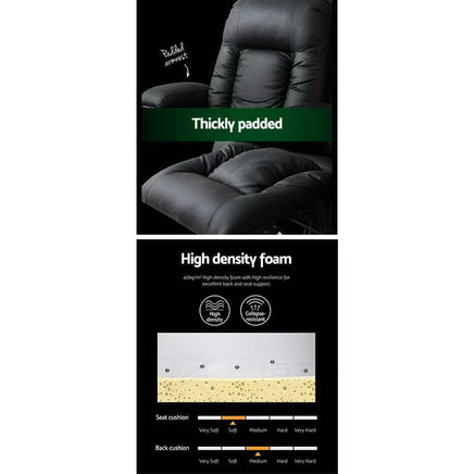 Artiss Electric Massage Chair Recliner Luxury Lounge Sofa Armchair Heat Leather Furniture Frenzy KingsWarehouse 