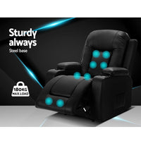 Artiss Electric Massage Chair Recliner Luxury Lounge Sofa Armchair Heat Leather Furniture Frenzy KingsWarehouse 