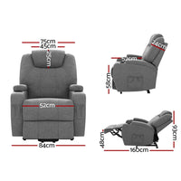 Artiss Electric Massage Chair Recliner Sofa Lift Motor Armchair Heating Fabric End of Year Clearance Sale KingsWarehouse 