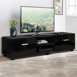 Artiss Entertainment Unit TV Cabinet 140cm Black Jim Furniture Kings Warehouse 