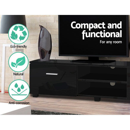 Artiss Entertainment Unit TV Cabinet 140cm Black Jim Furniture Kings Warehouse 