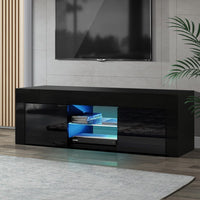 Artiss Entertainment Unit TV Cabinet LED 130cm Black Angus Furniture Kings Warehouse 