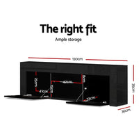 Artiss Entertainment Unit TV Cabinet LED 130cm Black Angus Furniture Kings Warehouse 