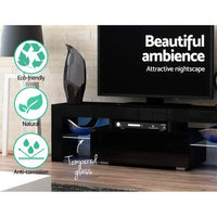 Artiss Entertainment Unit TV Cabinet LED 130cm Black Elo Furniture Kings Warehouse 