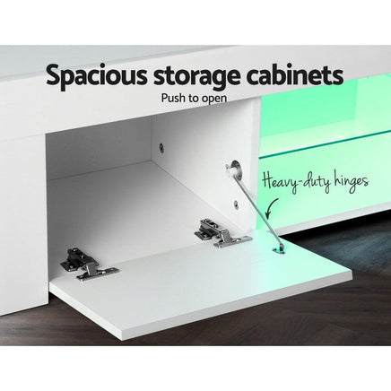 Artiss Entertainment Unit TV Cabinet LED 130cm White Angus Furniture Kings Warehouse 