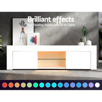 Artiss Entertainment Unit TV Cabinet LED 130cm White Angus Furniture Kings Warehouse 