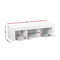 Artiss Entertainment Unit TV Cabinet LED 130cm White Angus Furniture Kings Warehouse 