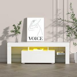 Artiss Entertainment Unit TV Cabinet LED 130cm White Elo Furniture Kings Warehouse 