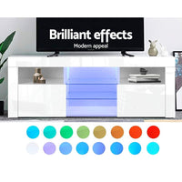Artiss Entertainment Unit TV Cabinet LED 145cm White Angus Furniture Kings Warehouse 