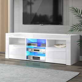 Artiss Entertainment Unit TV Cabinet LED 145cm White Angus Furniture Kings Warehouse 