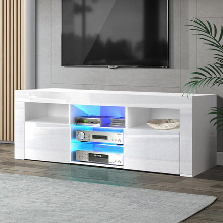 Artiss Entertainment Unit TV Cabinet LED 145cm White Angus Furniture Kings Warehouse 