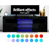 Artiss Entertainment Unit TV Cabinet LED 160cm Black Bobi Furniture Kings Warehouse 
