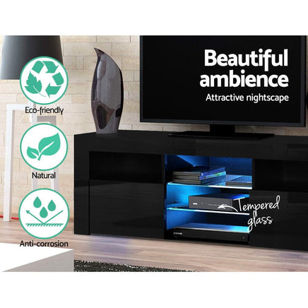 Artiss Entertainment Unit TV Cabinet LED 160cm Black Bobi Furniture Kings Warehouse 