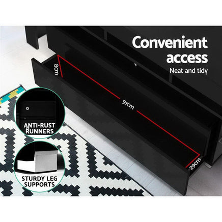 Artiss Entertainment Unit TV Cabinet LED 160cm Black Elo Furniture Kings Warehouse 