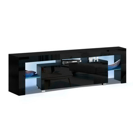 Artiss Entertainment Unit TV Cabinet LED 160cm Black Elo Furniture Kings Warehouse 