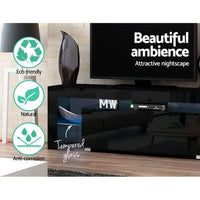 Artiss Entertainment Unit TV Cabinet LED 160cm Black Elo Furniture Kings Warehouse 