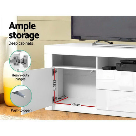 Artiss Entertainment Unit TV Cabinet LED 160cm White Anna Furniture Kings Warehouse 