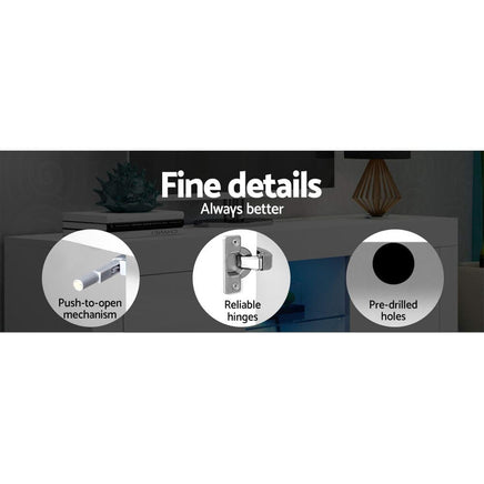 Artiss Entertainment Unit TV Cabinet LED 160cm White Bobi Furniture Kings Warehouse 