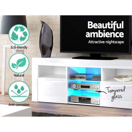 Artiss Entertainment Unit TV Cabinet LED 160cm White Bobi Furniture Kings Warehouse 