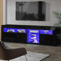Artiss Entertainment Unit TV Cabinet LED 180cm Black Bobi Furniture Kings Warehouse 