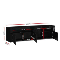 Artiss Entertainment Unit TV Cabinet LED 180cm Black Bobi Furniture Kings Warehouse 