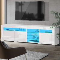 Artiss Entertainment Unit TV Cabinet LED 180cm White Bobi Furniture Kings Warehouse 