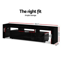 Artiss Entertainment Unit TV Cabinet LED 189cm Black Elo Furniture Kings Warehouse 