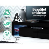Artiss Entertainment Unit TV Cabinet LED 189cm Black Elo Furniture Kings Warehouse 
