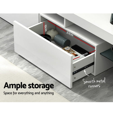 Artiss Entertainment Unit TV Cabinet LED 189cm White Elo Furniture Kings Warehouse 