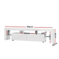 Artiss Entertainment Unit TV Cabinet LED 189cm White Elo Furniture Kings Warehouse 