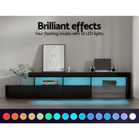 Artiss Entertainment Unit TV Cabinet LED 215cm Black Caya Furniture Kings Warehouse 