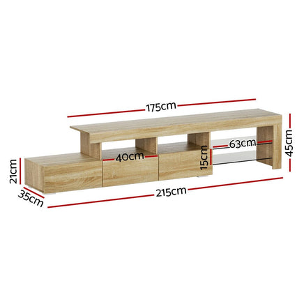 Artiss Entertainment Unit TV Cabinet LED 215cm Pine Caya Furniture Kings Warehouse 