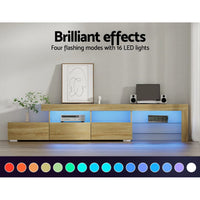 Artiss Entertainment Unit TV Cabinet LED 215cm Pine Caya Furniture Kings Warehouse 