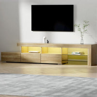 Artiss Entertainment Unit TV Cabinet LED 215cm Pine Caya Furniture Kings Warehouse 