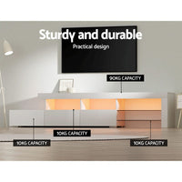 Artiss Entertainment Unit TV Cabinet LED 215cm White Caya Furniture Kings Warehouse 