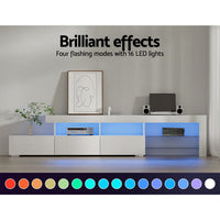 Artiss Entertainment Unit TV Cabinet LED 215cm White Caya Furniture Kings Warehouse 